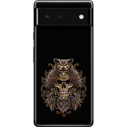Skull and Owl by Sarah Richter Google Pixel 6 Skin
